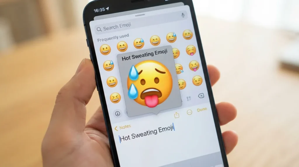 What Does Hot Sweating Emoji Mean?